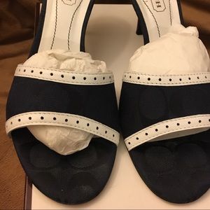 Coach Navy and White Mules / Size 8